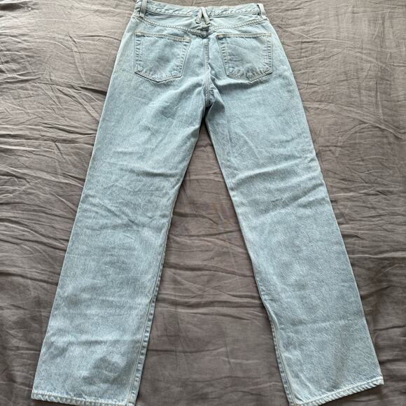SlvrLake Distressed High Rise Straight Leg Light Wash Jeans London Size 30x31 - Picture 6 of 13